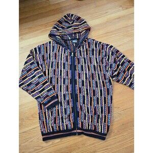 Vintage Y2K streetwear Coogi Style Full zip Hoodie Knit Sweater Urbanwear 90s